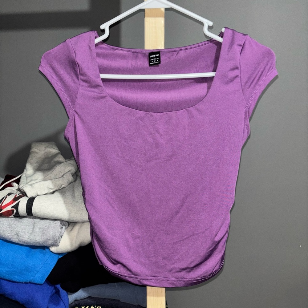 SHEIN Juniors Purple blouse with cinched sides.